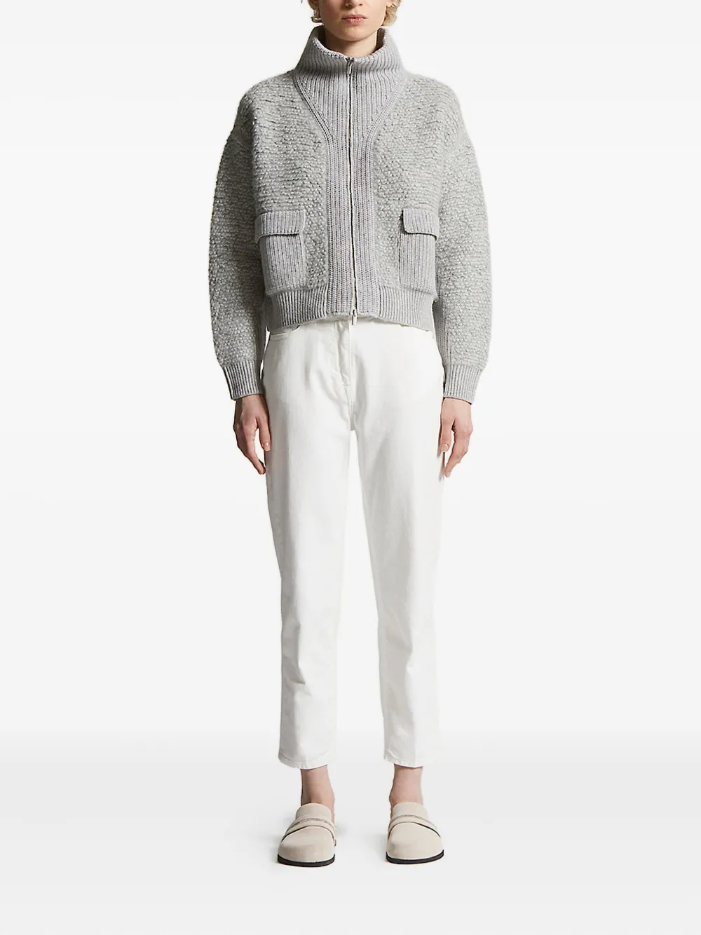 Peserico flap-pocket cardigan Grijs