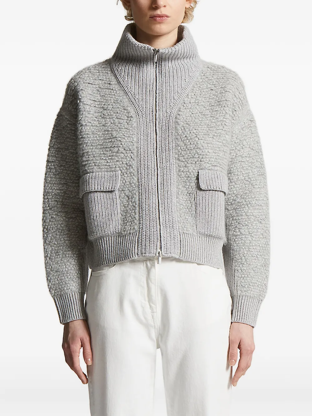Peserico flap-pocket cardigan Grijs