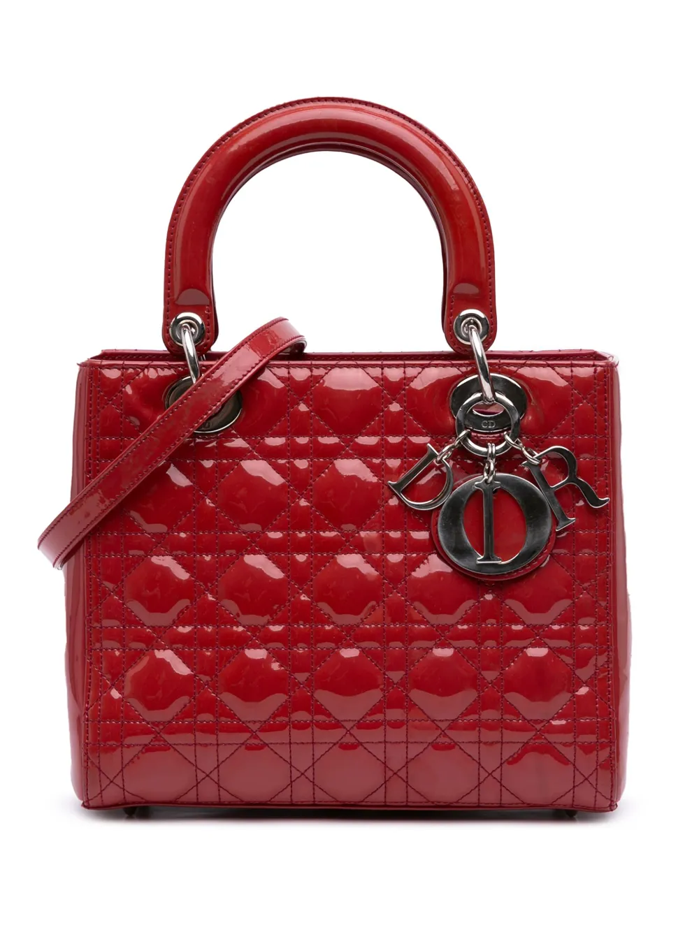 Christian Dior Pre-Owned 2010 Medium Patent Cannage Lady Dior satchel | Red | Image 1