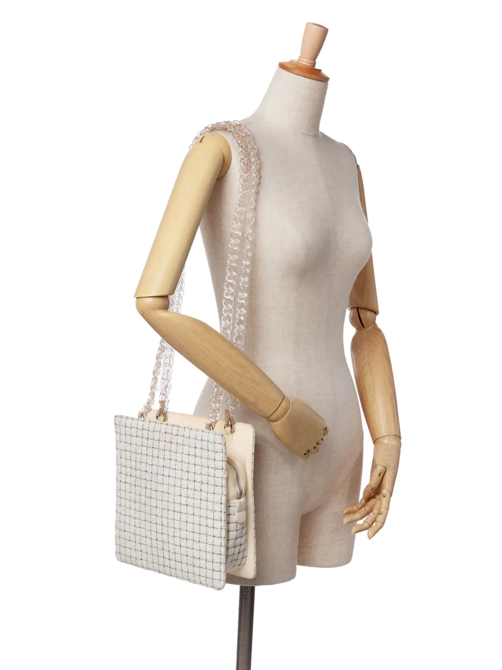 Pre-owned Chanel 2016 Small Tweed And Resin Zipped Shopping Bag Shoulder Bag