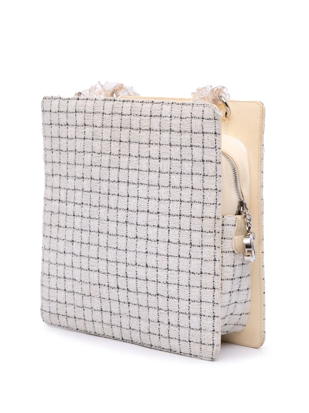 Pre-owned Chanel 2016 Small Tweed And Resin Zipped Shopping Bag Shoulder Bag