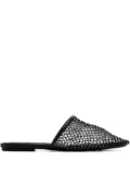 Schutz crystal-embellished mesh flat mules - Black