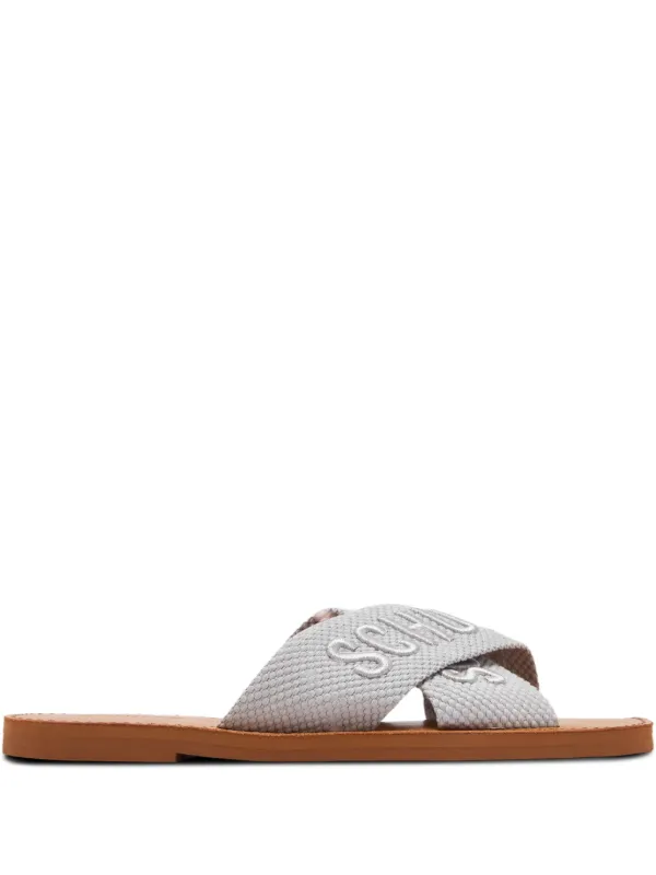 Schutz cross-strap Logo Sandals Grey FARFETCH VN