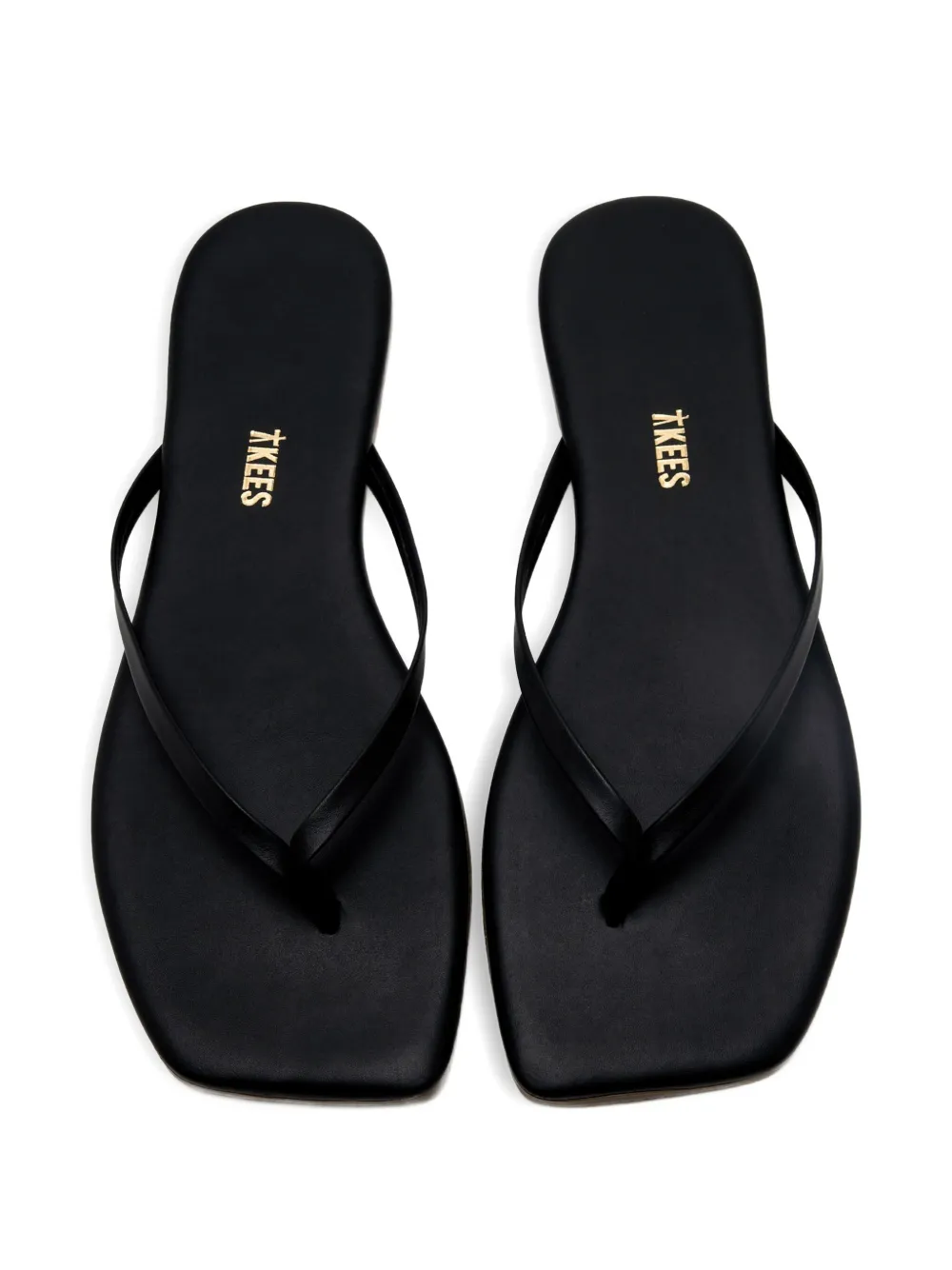 Tkees Lily leren teenslippers Zwart