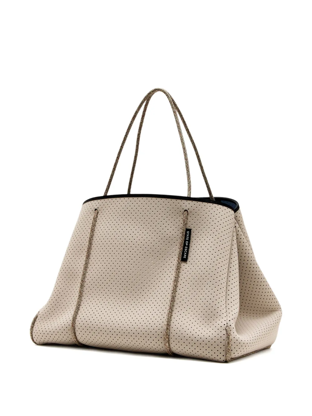 STATE OF ESCAPE Geperforeerde shopper met touw handgreep - Beige