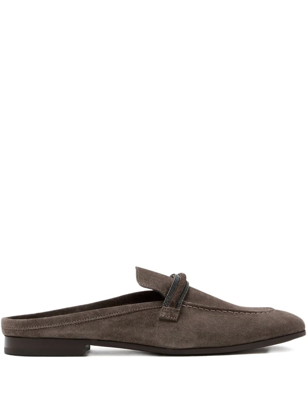 Brunello Cucinelli beaded-embellished suede mules Brown