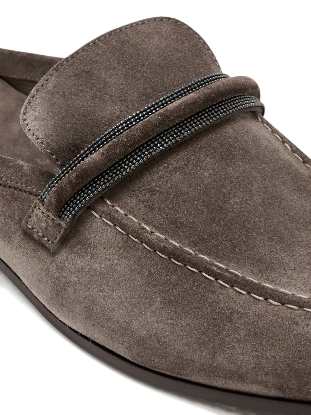 Brunello Cucinelli beaded-embellished suede mules Brown