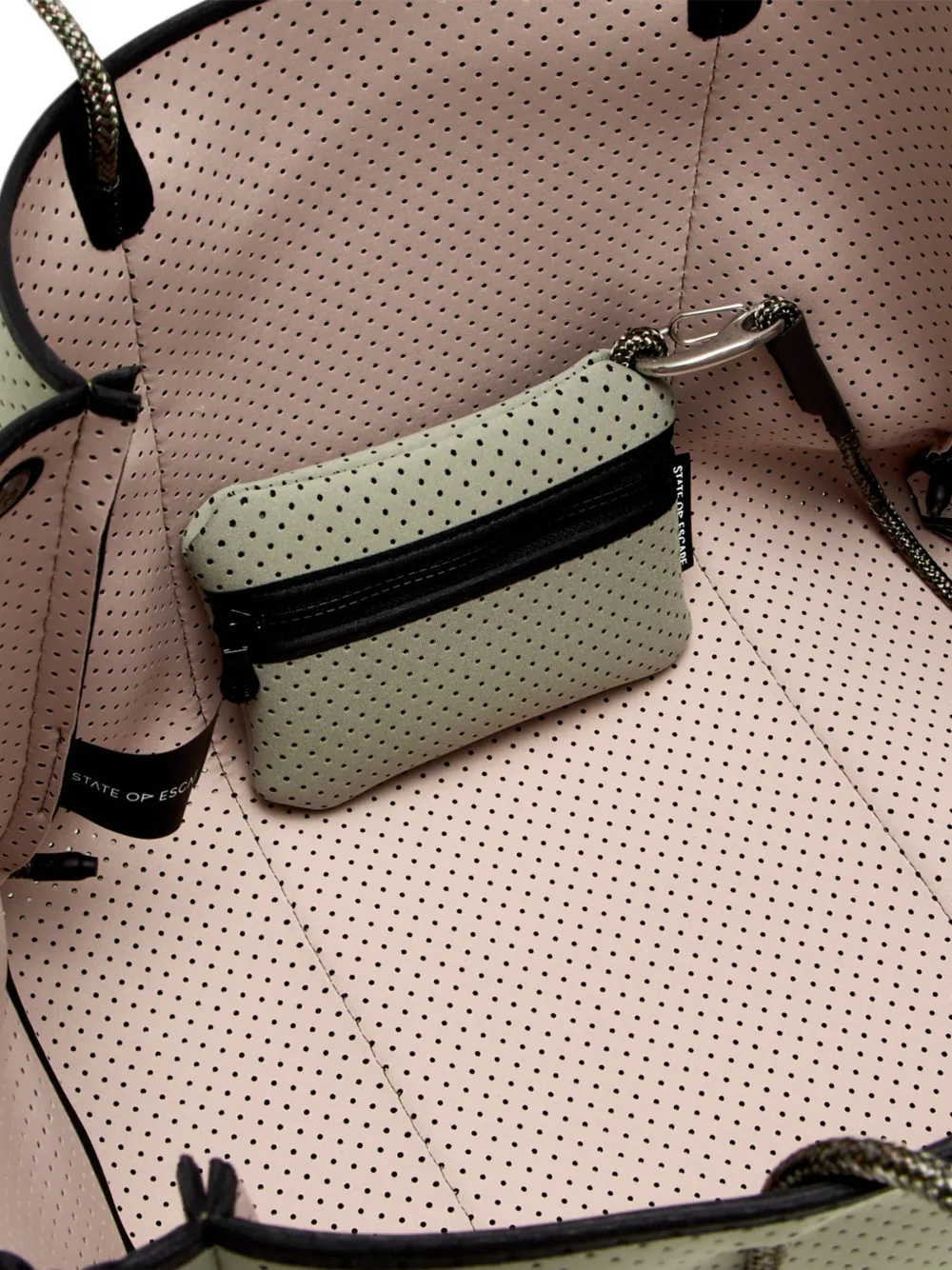 State Of Escape Escape Perforated-detail Tote Bag In Green