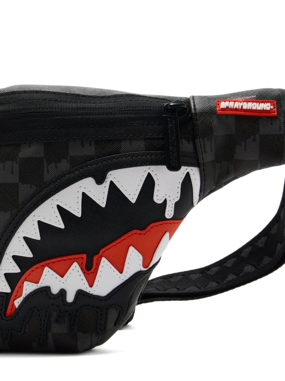 Sprayground Shark-face Checkered Belt Bag In Black
