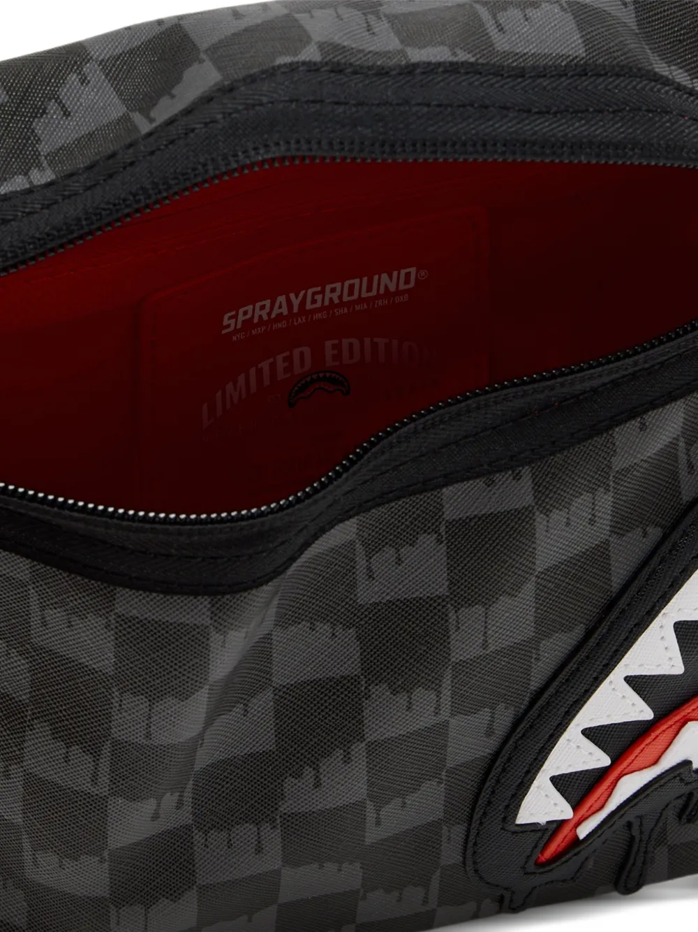 Sprayground Shark-face Checkered Belt Bag In Black