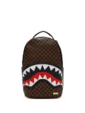 Sprayground check-pattern shark-print backpack - Brown