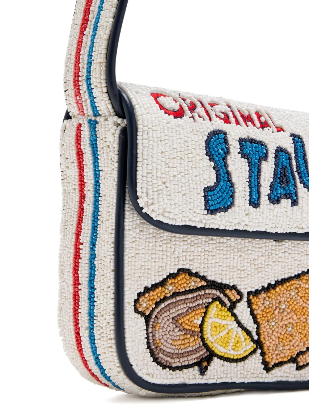 STAUD Tommy beaded shoulder bag Wit