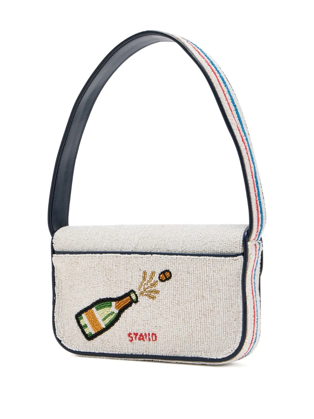 STAUD Tommy beaded shoulder bag Wit