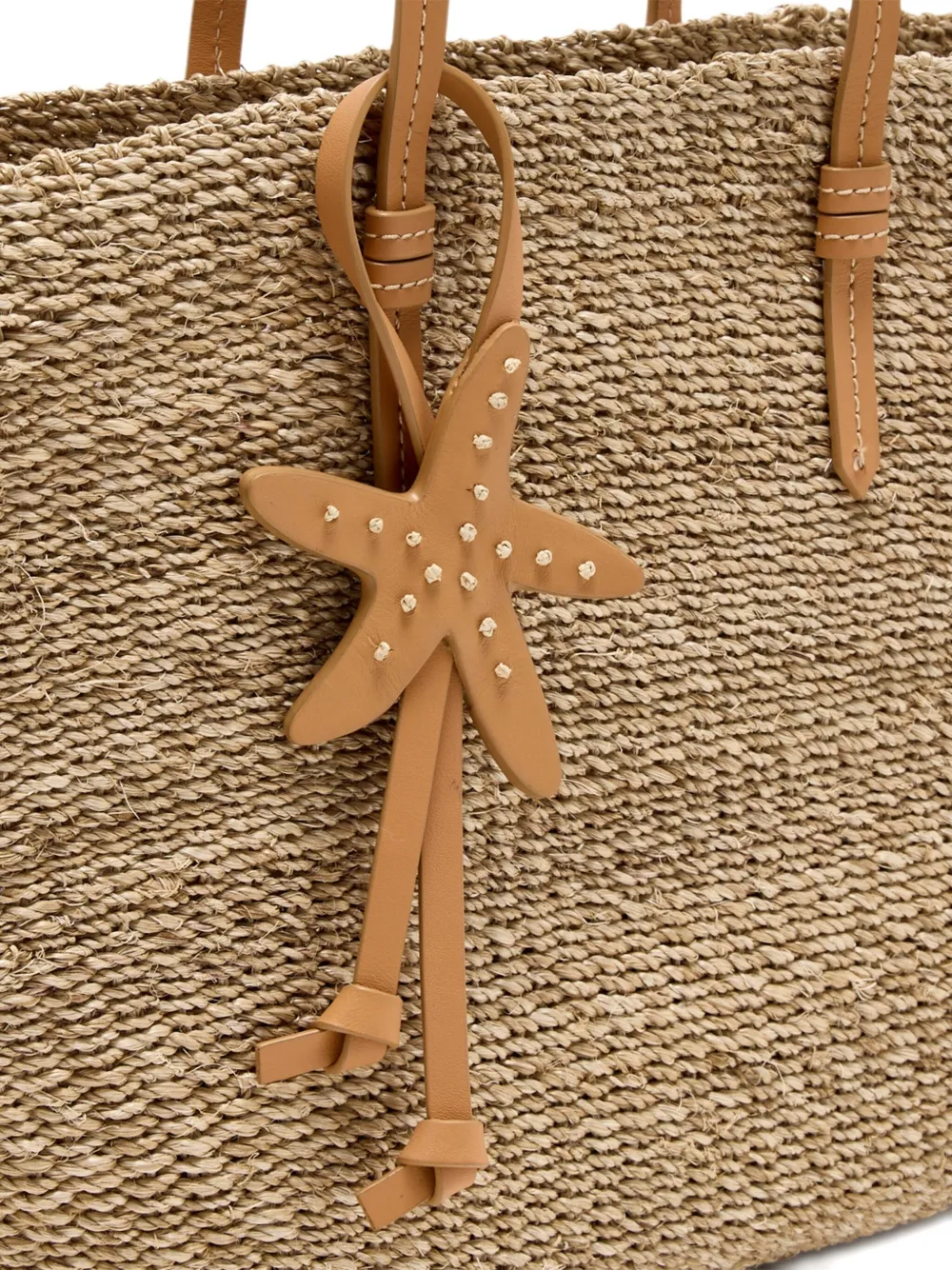 Poolside Starfish-embellished Woven Tote Bag In Neutral