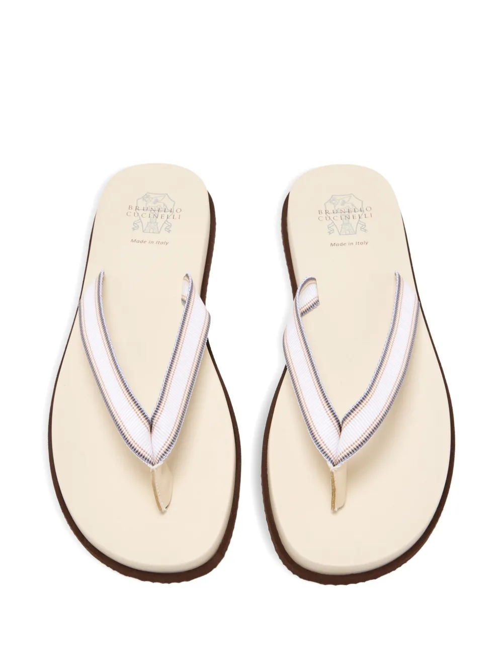 Brunello Cucinelli striped thong sandals Neutrals