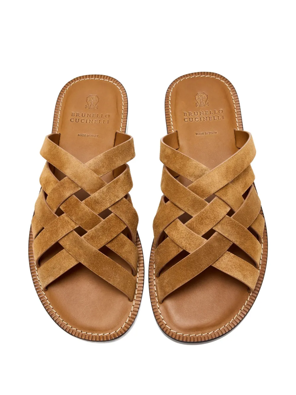 Brunello Cucinelli woven leather sandals Brown