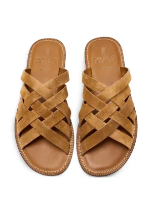 BRUNELLO CUCINELLI ストラップ バックルロゴ スエード サンダル Suede Sandal スエード バックレスシューズ サンダル (BRUNELLO