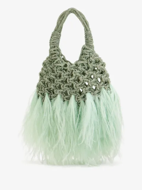 Hibourama bolsa de mano Vannifique con mostacillas y plumas