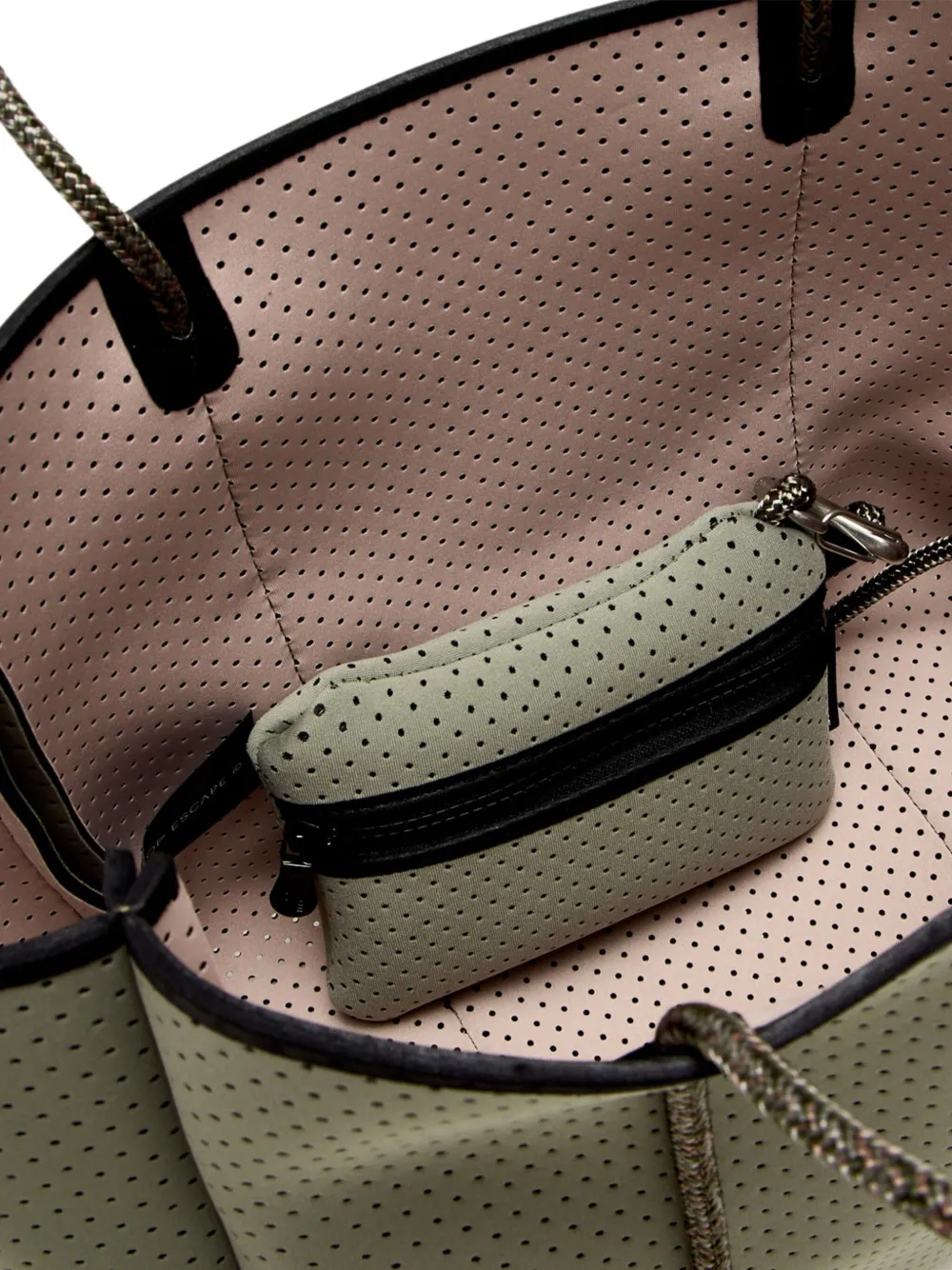 State Of Escape Perforated Rope-trimmed Tote Bag