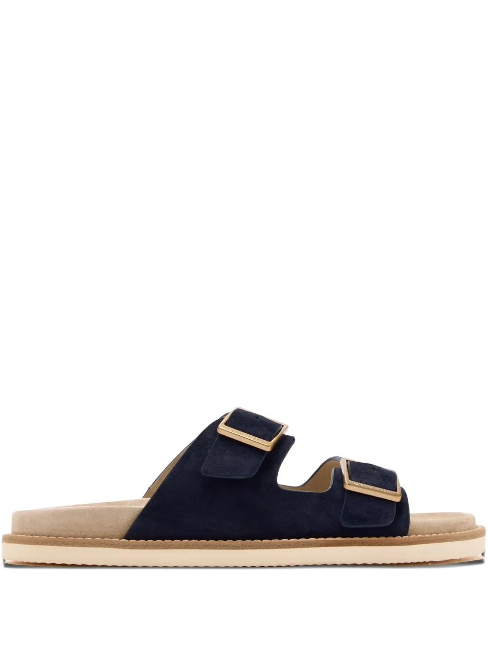 Brunello Cucinelli double-buckle suede sandals Blue