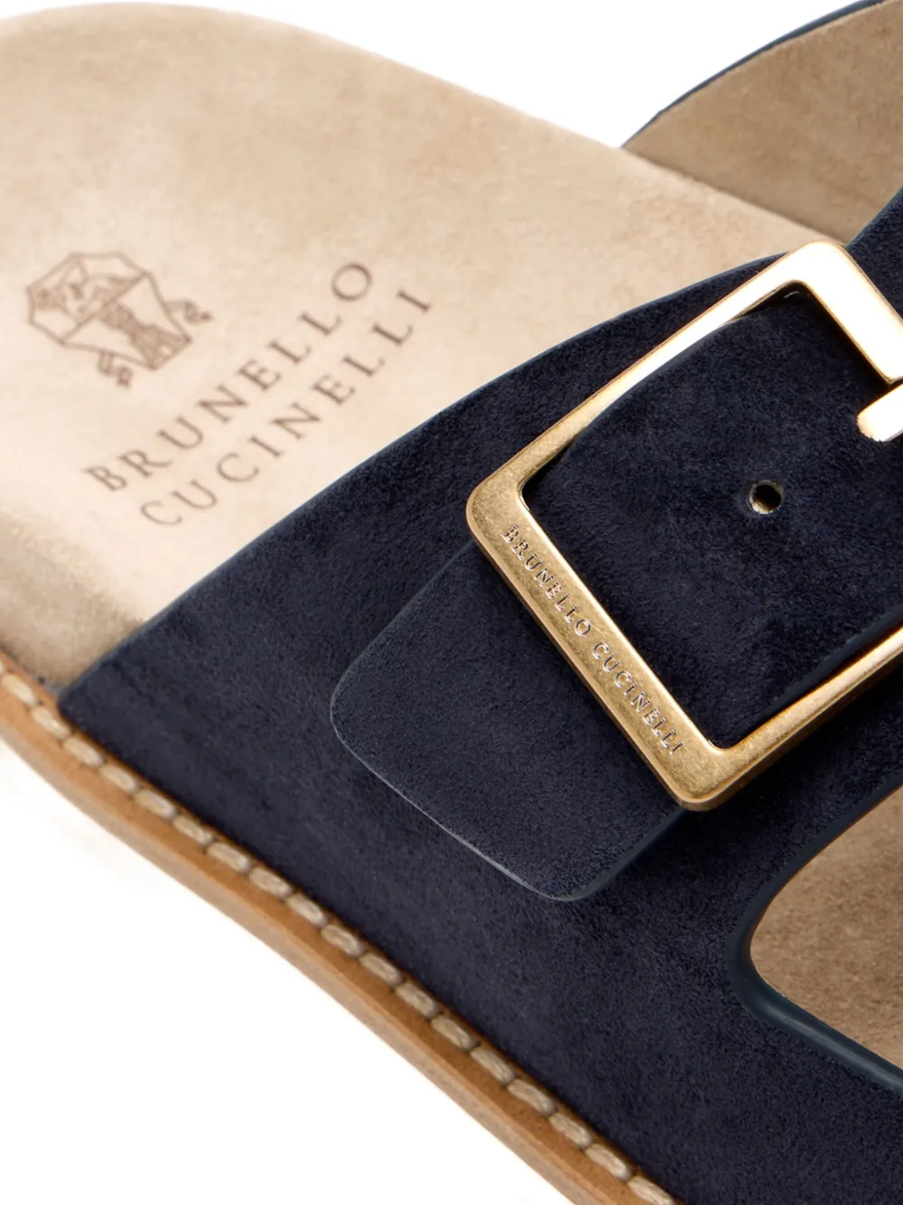 Brunello Cucinelli double-buckle suede sandals Blue