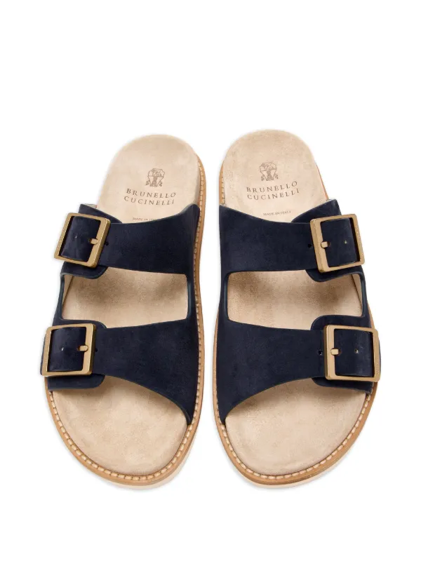 Brunello Cucinelli double-buckle Suede Sandals | Blue | FARFETCH display picture 2