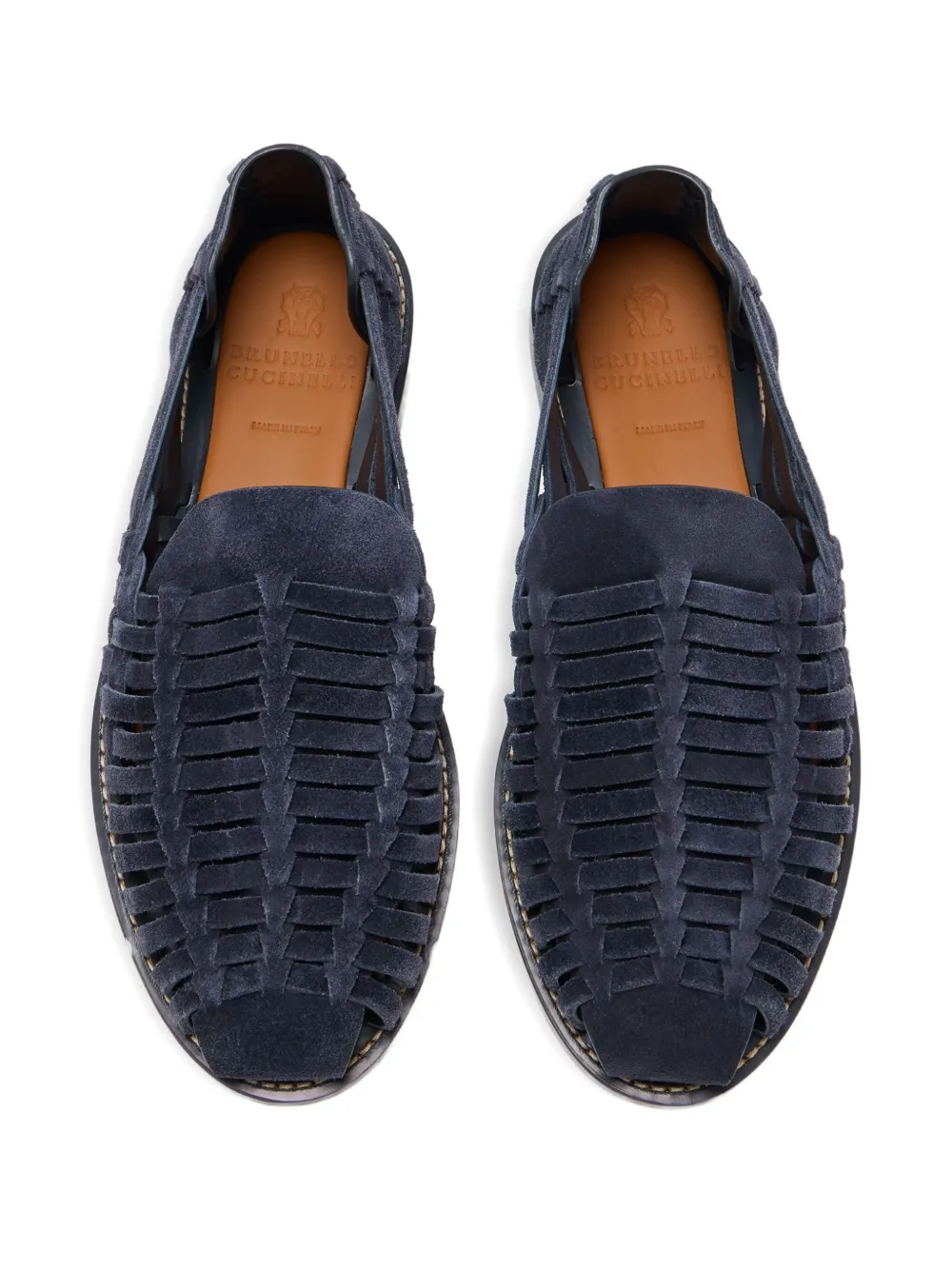 Brunello Cucinelli woven suede loafers Blue