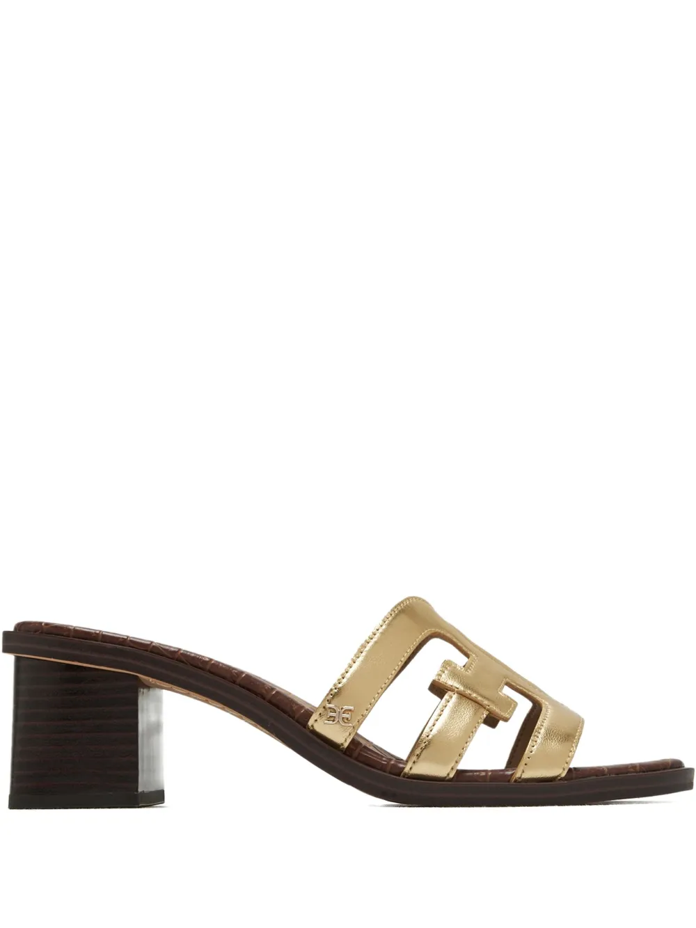 Sam Edelman 60mm Tasha cut-out block-heel mules Gold