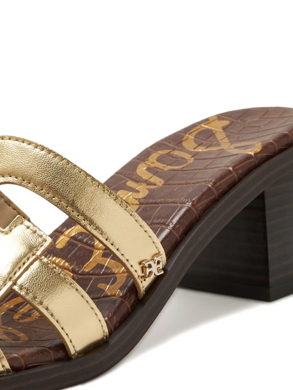 Sam Edelman 60mm Tasha cut-out block-heel mules Gold