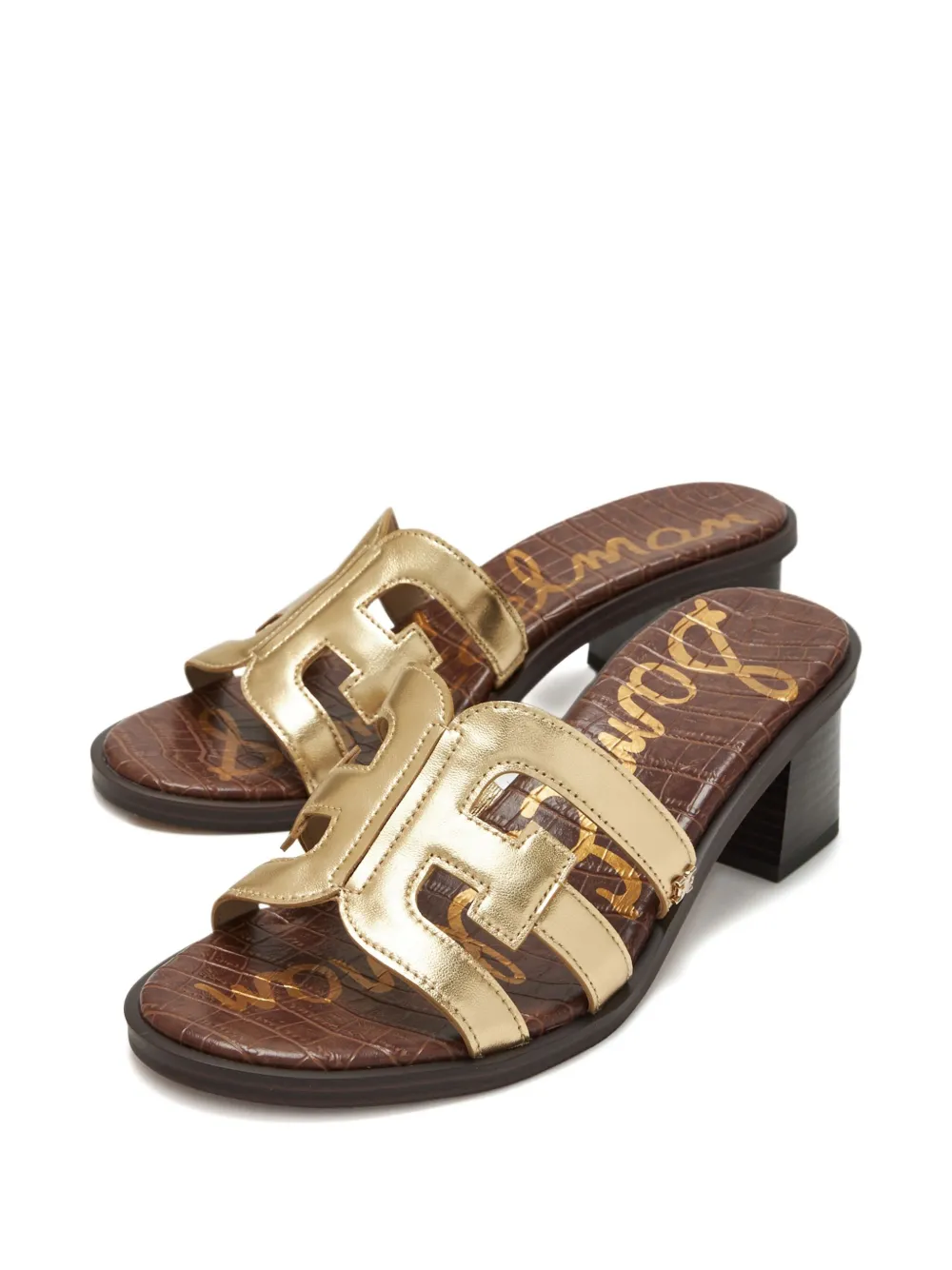 Sam Edelman 60mm Tasha cut-out block-heel mules Gold