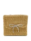 Poolside crystal-bow satchel - Neutrals