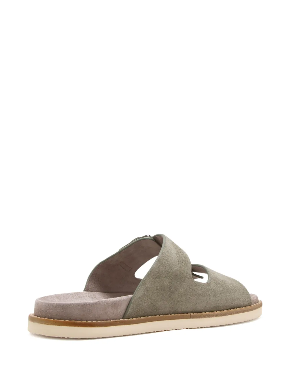 Brunello Cucinelli double-buckle suede sandals Green