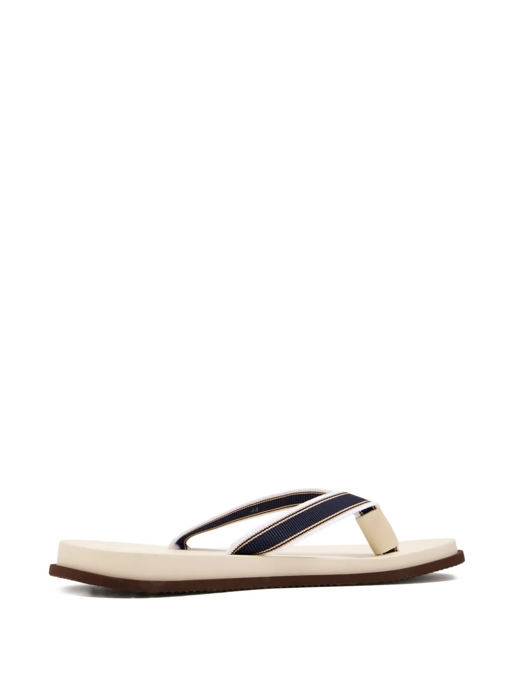 Brunello Cucinelli Striped Leather Flip Flops In Blue