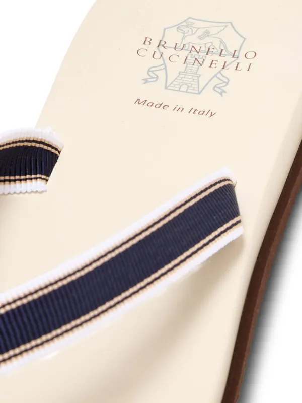 Brunello Cucinelli Ribbon Flip Flops Brunello Cucinelli ribbon-detail flip-flops | White | FARFETCH main image 4