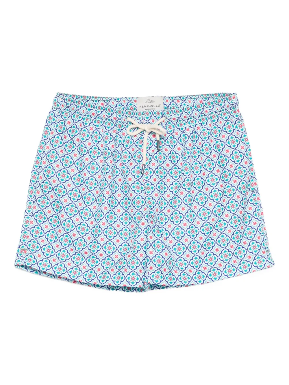 geometric-pattern swim shorts