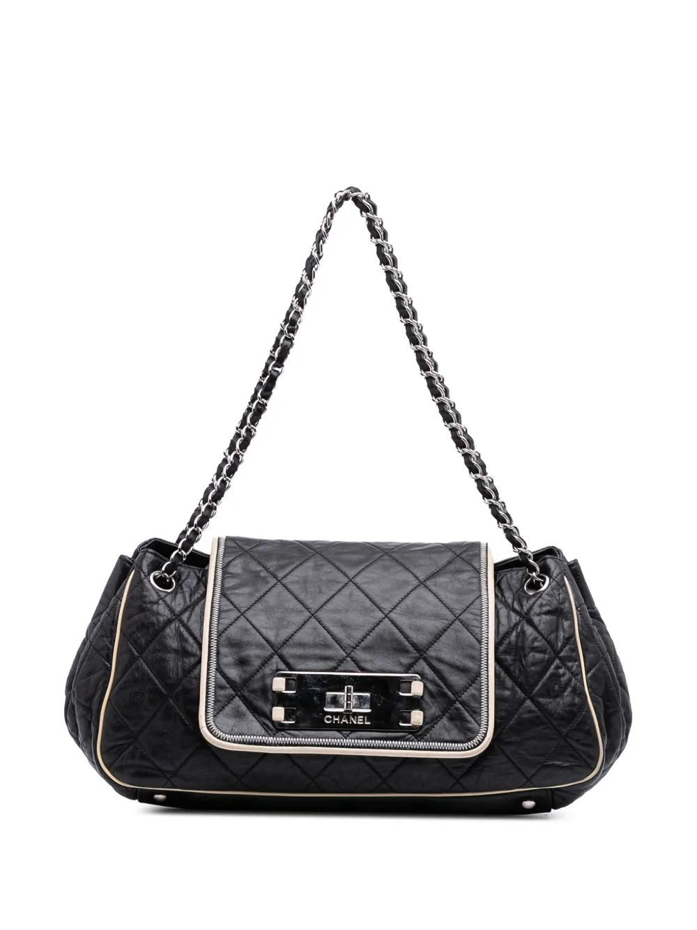 CHANEL Pre-Owned 2008-2009 マトラッセ ラムスキン イーストウエスト アコーディオン フラップ ショルダーバッグ CHANEL Pre-Owned 2008-2009 マトラッセ ラムスキン イーストウエスト アコーディオン フラップ ショルダーバッグ