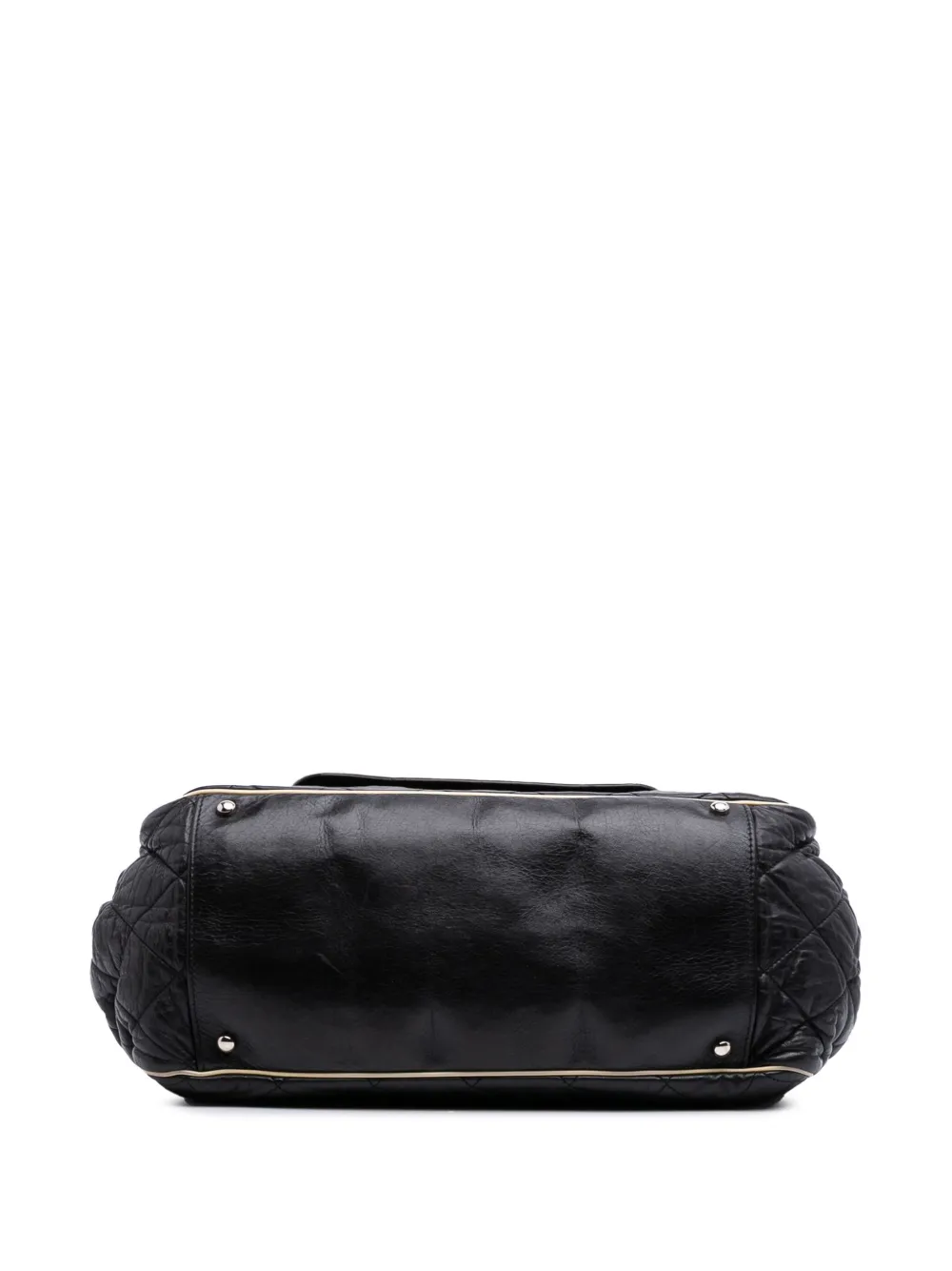 Pre-owned Chanel 2008-2009 Quilted Lambskin East West Accordion Flap Shoulder Bag In White