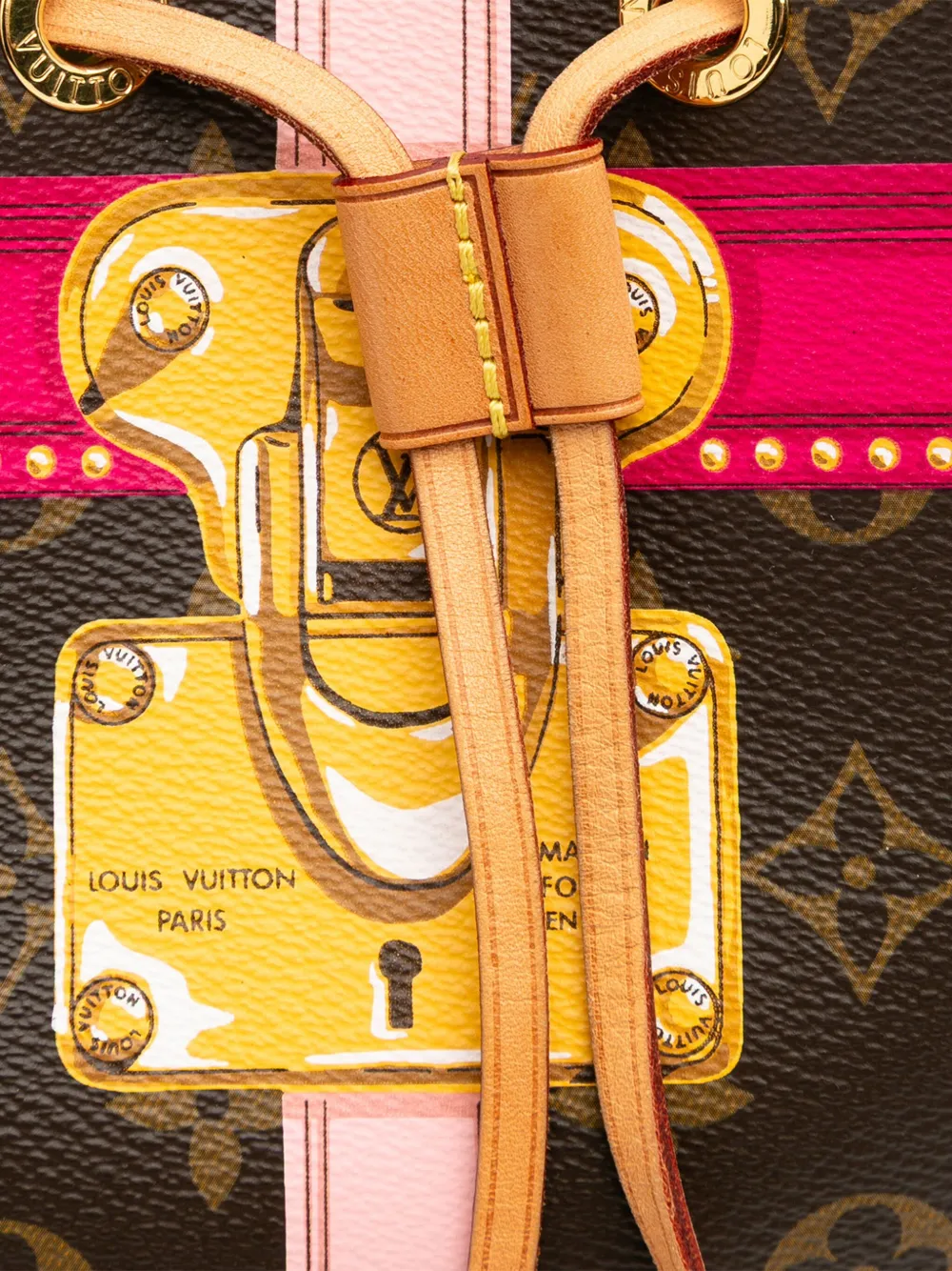 Pre-owned Louis Vuitton 2018 Monogram Summer Trunks Neonoe Bucket Bag In Brown