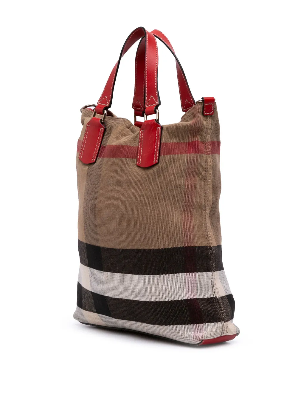 Pre-owned Burberry 2000-2017 Mega Check Canvas Tottenham Brit Satchel