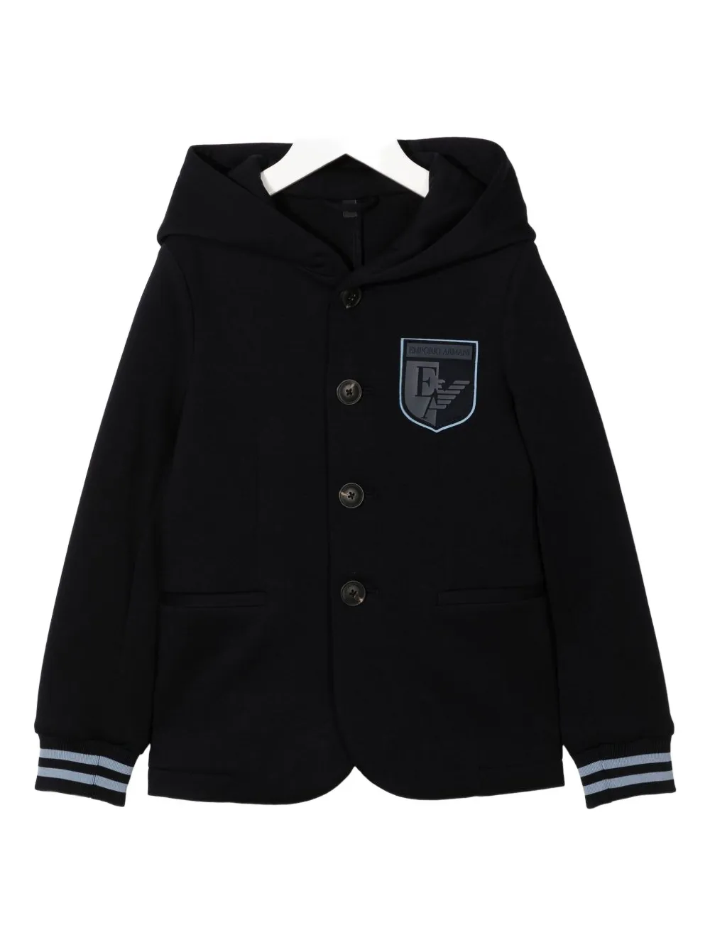 Emporio Ar i Kids hooded buttoned jacket Blauw