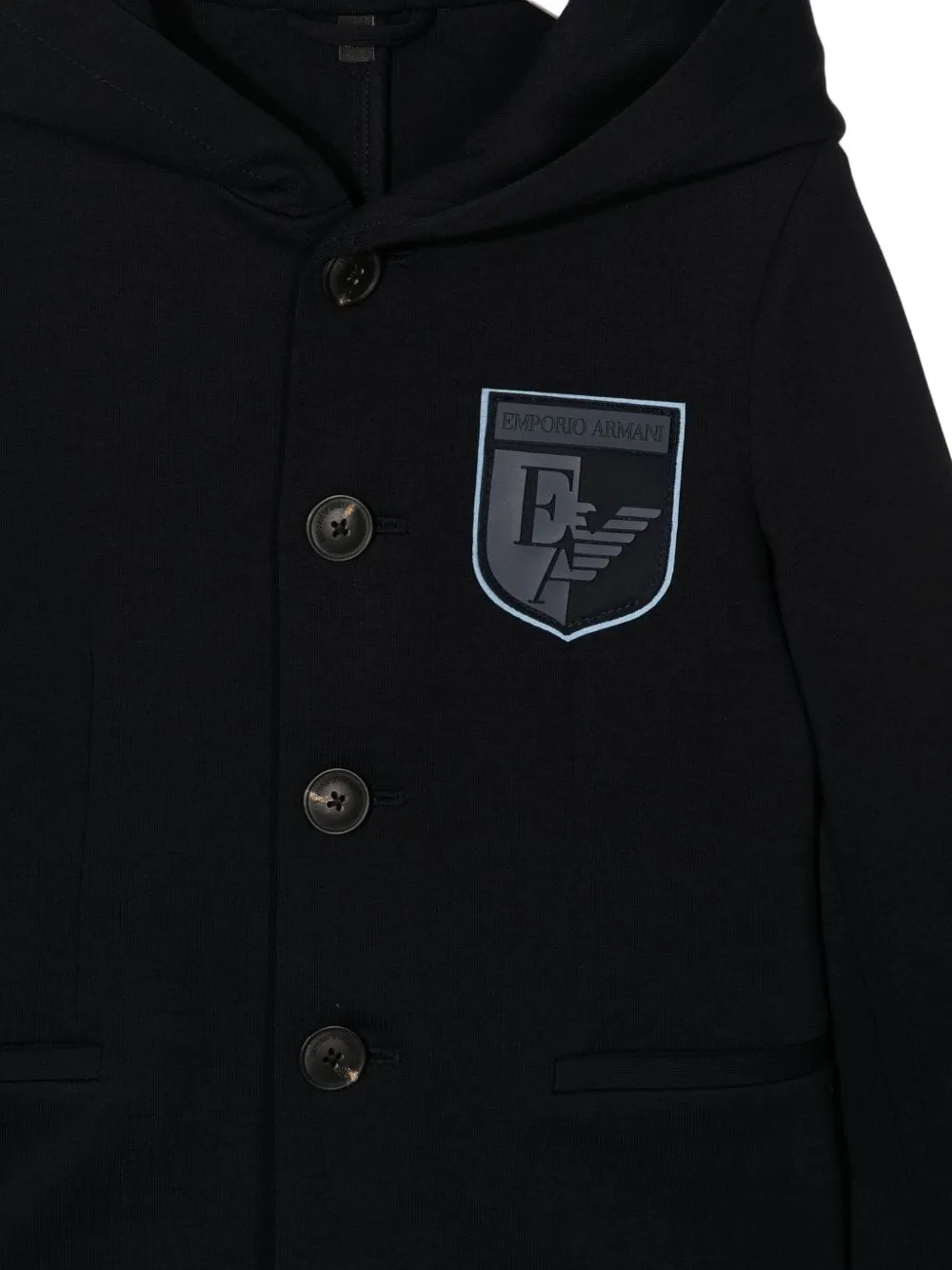 Emporio Armani Kids hooded buttoned jacket Blauw