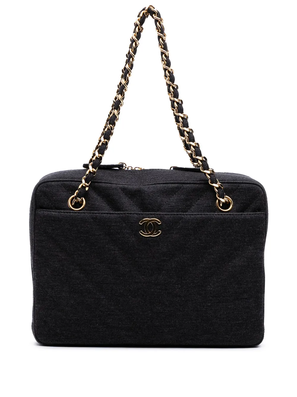 CHANEL Pre-Owned 2000-2002 CC Chevron Jersey Camera Bag shoulder bag | Grey | Image 1