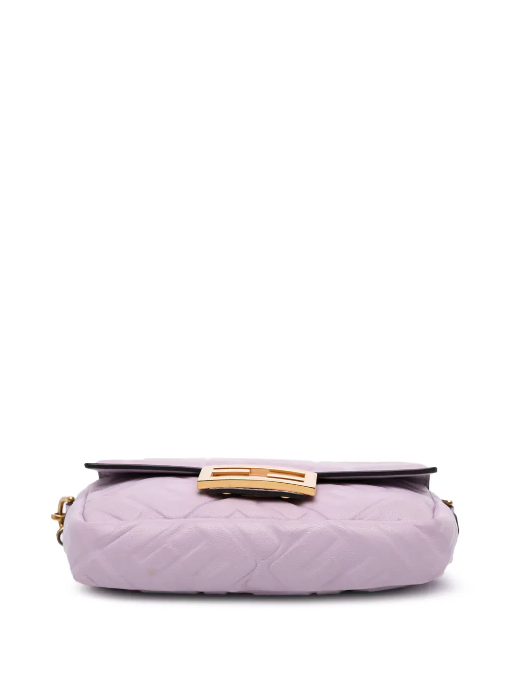 Pre-owned Fendi 2010-2025 Mini Zucca Embossed Leather Baguette Satchel