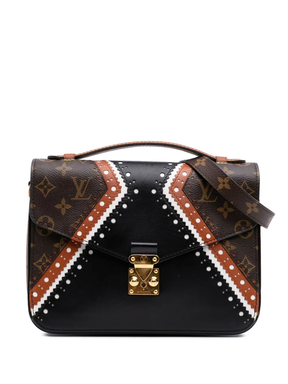 Louis Vuitton Pre-Owned 2017 モノグラム ブローグ ポシェット メティス サッチェルバッグ - ブラック Louis Vuitton Pre-Owned 2017 モノグラム ブローグ ポシェット メティス サッチェルバッグ - ブラック