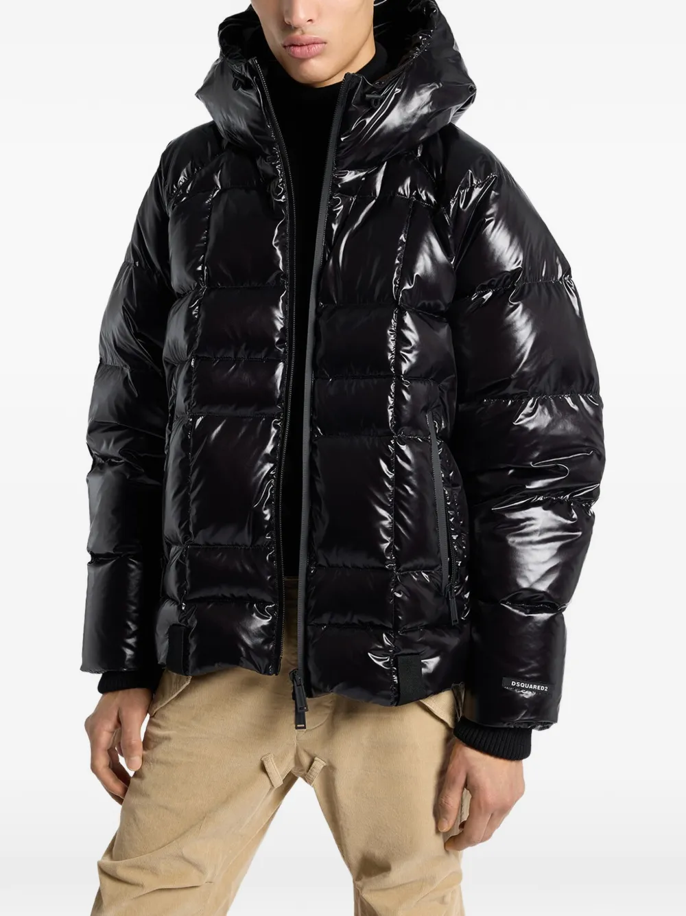DSQUARED2 Gevoerd donsjack met capuchon Zwart