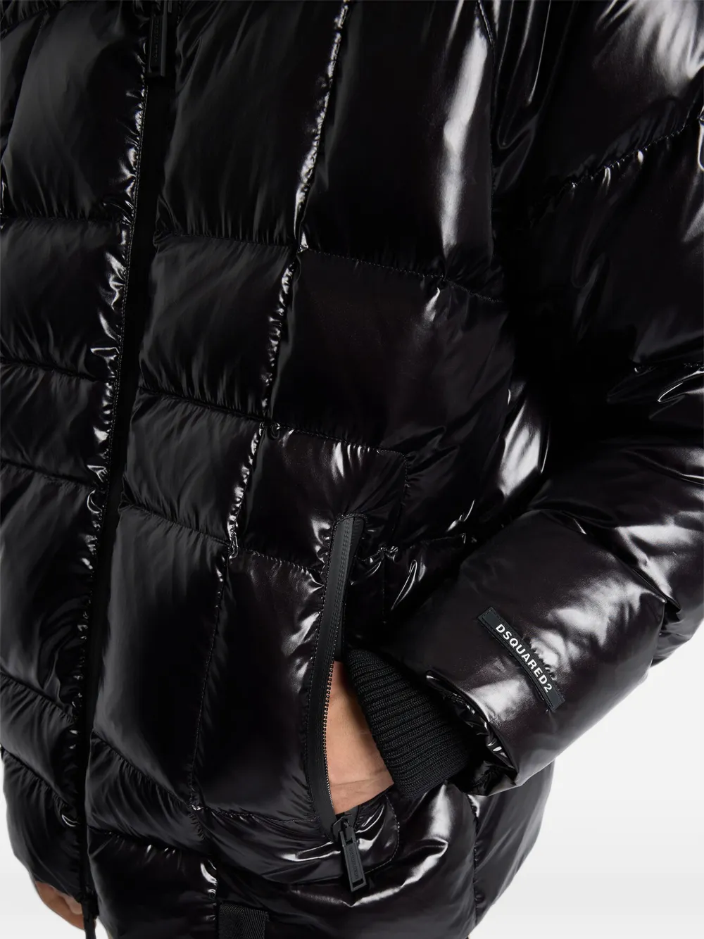 DSQUARED2 Gevoerd donsjack met capuchon Zwart