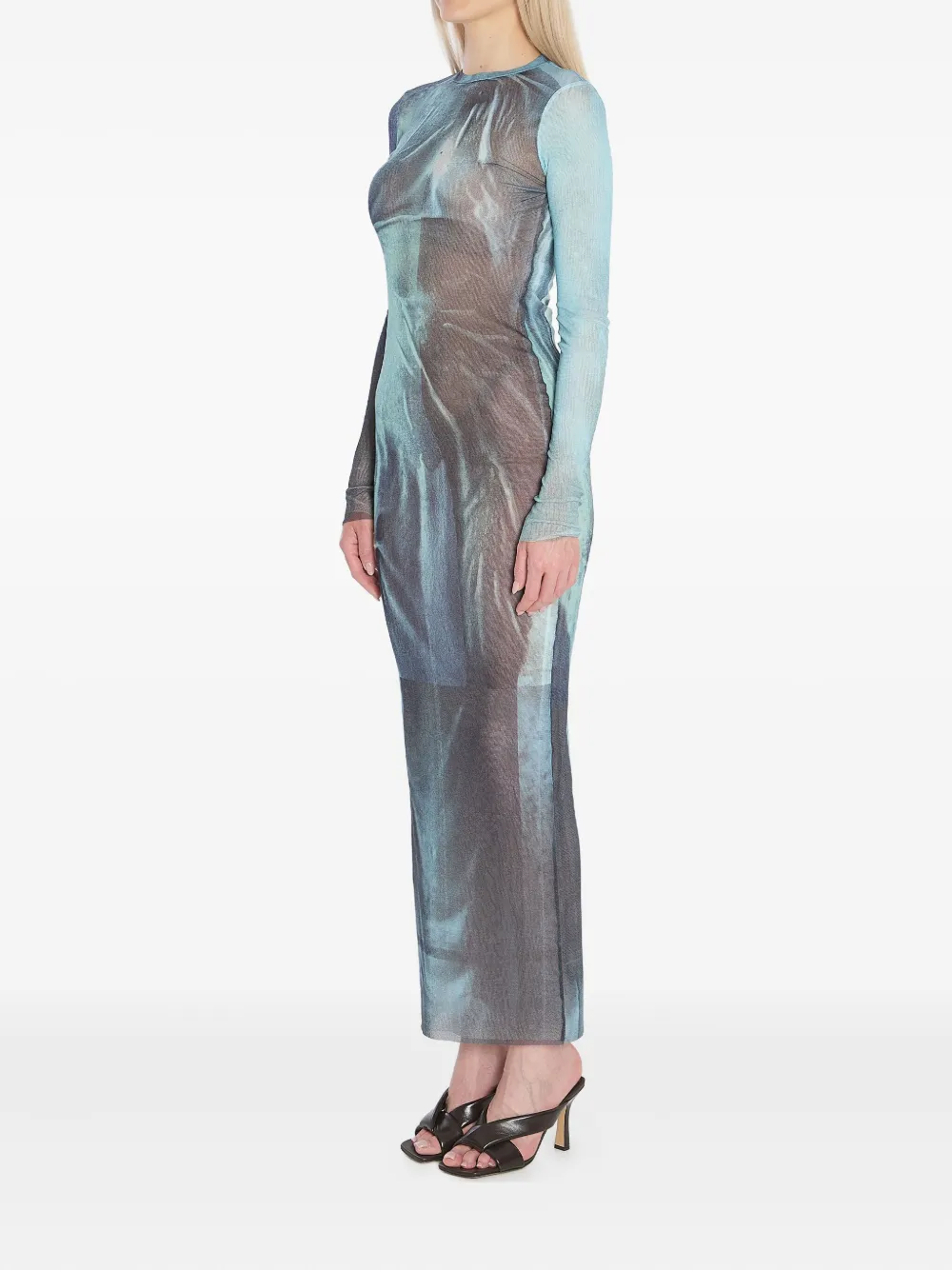 Jean Paul Gaultier Maxi-jurk met waterprint Blauw
