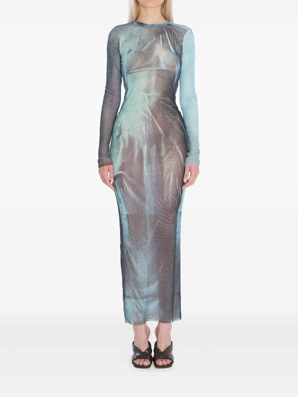 Jean Paul Gaultier Maxi-jurk met waterprint Blauw