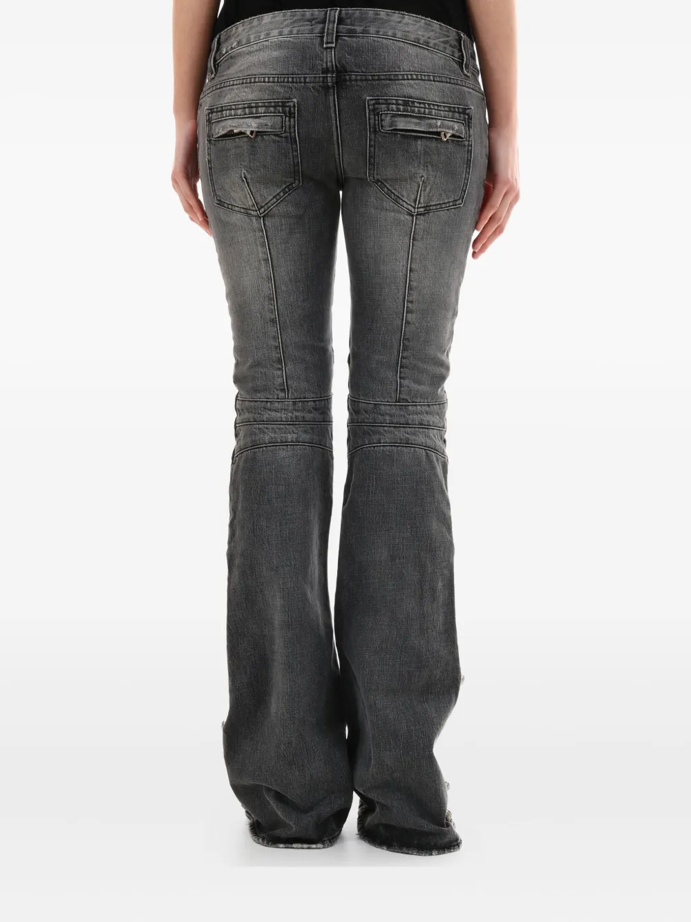 Balmain button-embellished distressed jeans Zwart