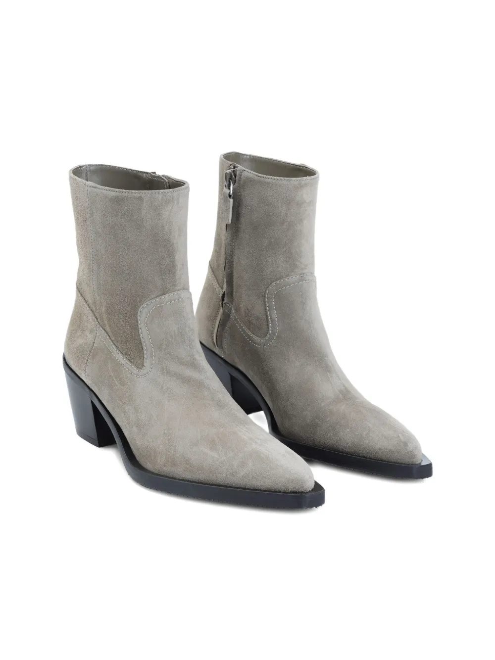 Stuart Weitzman 60mm suede pointed-toe heeled cowboy boots Grey